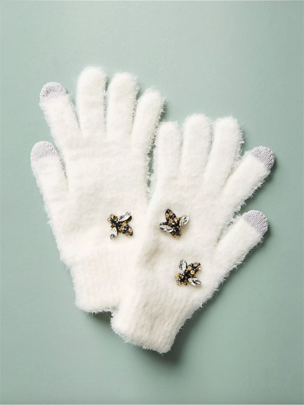 SLEEPING ON SNOW x ANTHROPOLOGIE Tech Friendly Bee Well-Embellished Gloves NWOT